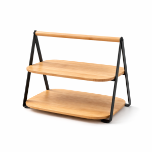 BAMBU 2 KATLI SUNUMLUK SİYAH STAND