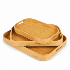 BAMBU DİKDÖRTGEN TEPSİ SETİ 3 PCS